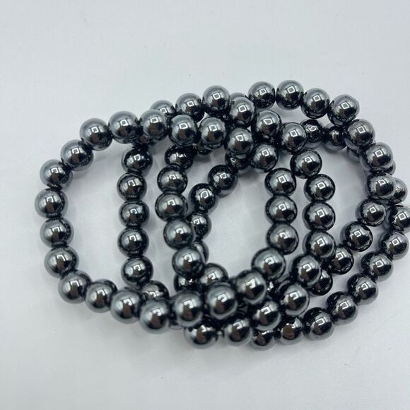 Hematite beaded bracelet 6.75” crystal healing self-esteem confidence willpower - Picture 3 of 6